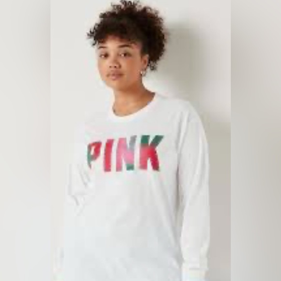 Victoria’s Secret Pink long sleeve campus tee shirt size women’s small - Picture 1 of 8